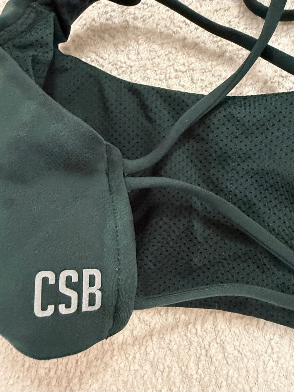 Crop Shop Boutique Dark Green cross back sports bra. Perfect condition. - Picture 5 of 5